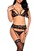 Avidlove Teddy Lingerie with Garter Belt Sexy Lingerie for Women Lace Teddy Babydoll Bodysuit Nightwear Outfit (M, Black)
