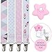 Liname Pacifier Clip for Girls with Bonus Teething Toy - 4 Pack Gift Packaging - Premium Quality & Unique Design - Pacifier Clips Fit All Pacifiers & Soothers - Perfect Baby Gift primary