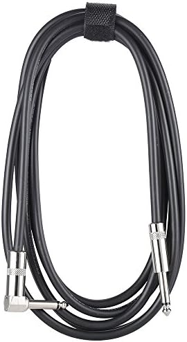 Hillside Fire ammoon Instrument Guitar Cable 1/4-Inch 6.35mm Straight to Right Angle Plug with Black PVC Jacket 5 meter