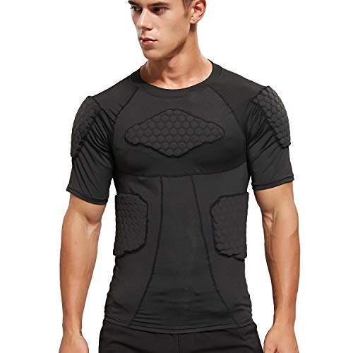 image for Zicac Men's Sports Shock Rash Guard Compression Padded Shirt Soccer Ba