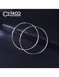 T400 - Pendientes de aro de plata de ley 925, tamaño grande y pequeño, finos, ligeros, para regalo de cumpleaños para mujeres 25 35 40 45 50 55 60 2.559 in