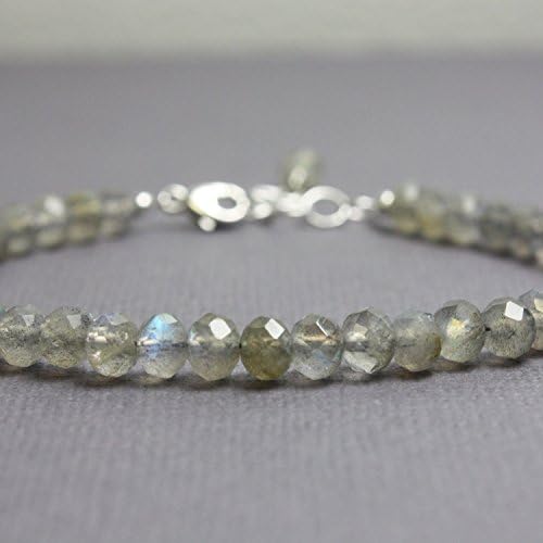 Labradorite Bracelet-Sterling Silver Clasp-Adjustable 7" to 8"