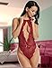 Avidlove Women Lingerie Bodysuit Lace Teddy One Piece Babydoll Sleepwear Wine Red Small
