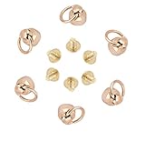 AKOAK Brass Pull Ring Pacifier Shape Rivets with Screw,Rivets Fasteners for DIY Leather Craft Belt Bag Wallet,9mm,6 Set (Gold)