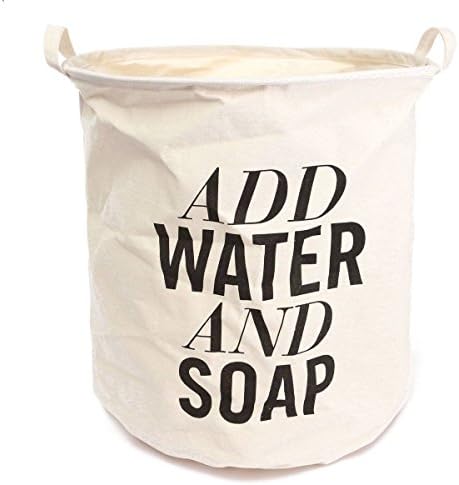 Betwoo Large Foldable Laundry Basket Storage Hamper for Dirty Clothes (White Big Letter)