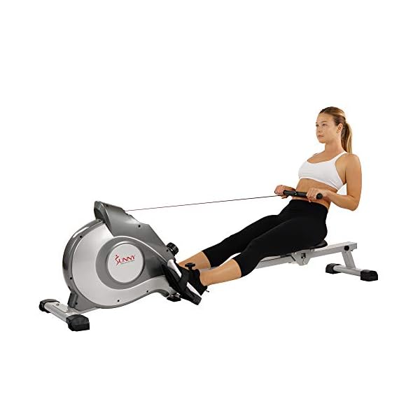 Sunny Health & Fitness Flip & Foldable Rowing Machine for Home w/Extended Slide Rail, Full-Body Workout, Low-Impact, Optional Extra Long Rail, Quiet Rail Cover, Water Motion and Free SunnyFit App - Image 7