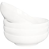 Creativity Home Salad Bowls Pasta Bowls soup bowl 6 Ounces, Porcelain Serving Bowl Set of 4, Wide and Shallow Bowls Set, Microwave and Dishwasher Safe 6 Inch