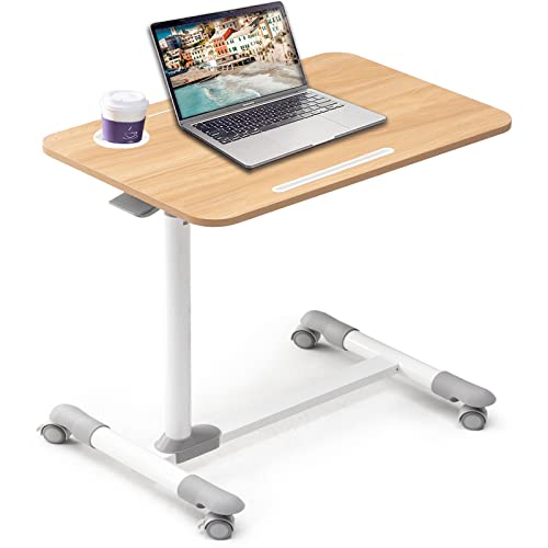 ETHU Overbed Table with Wheels, Rolling Tray Table, Hospital Bed Table, Adjustable Overbed