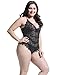 Anyou Plus Size Teddy Lingerie for Ladies Sexy V Neck Sleeveless Bodysuit Black X-Large