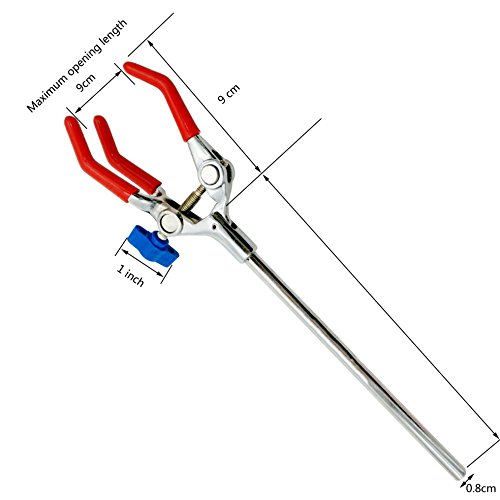 OESS Lab Clamp 3 Prong Finger Style Rubber-Coated Head with A Black Laboratory Stand Clip