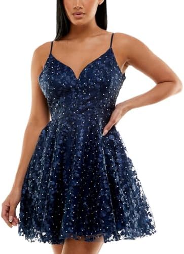 juniors lace back fit & flare dress City Studios Juniors' Lace Back Fit & Flare Dress In Electric R