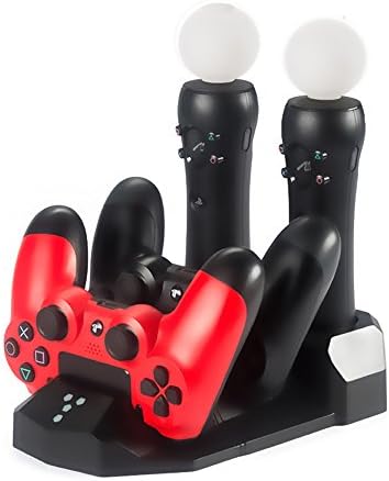 EtryBest(TM) PS4 DualShock 4 &amp; PS Move Motion Controller Quad Charging Station Dock for PS4, PS4 Slim, PS4 Pro