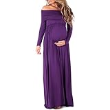 Women's Over The Shoulder Ruched Maternity and Nursing Dress by Mother Bee,  Eggplant Purple, Small