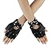 Womens Punk Rock Fingerless Gloves Rivets Studded PU Leather Cosplay Costume Party Black