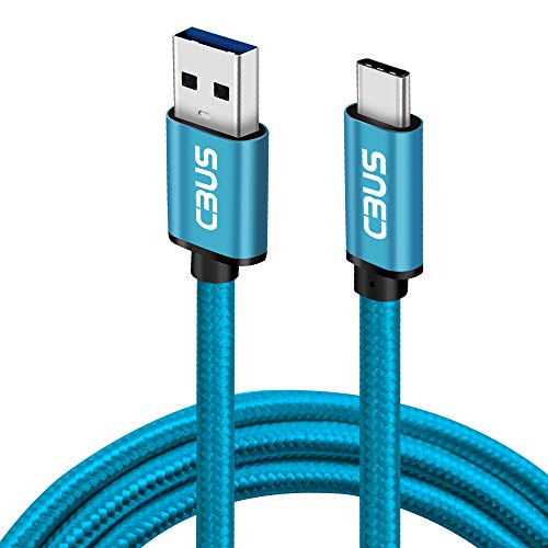 CBUS Short 8-inch 3A Heavy-Duty Double Braided USB-C 3.2 Cable to USB-A 3.0 Fast Charge Cable for Pixel 3a, Galaxy S10/S10e/S9 Moto Z3/G6/G7/G7 Power, LG G8/G7/V40/V35 ThinQ, Stylo 4, BLU G9 (Blue) - Thumbnail 6