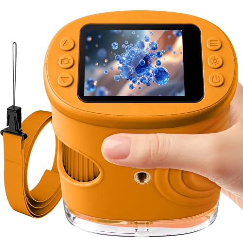 PINREK Kids Microscope 1000X Digital, Handheld Adventure Microscope for Kids, Pocket Microscope Video Record with 32G Memory Card, Portable Magnifying Glass Miniscope, Great Gift for Boys Girls