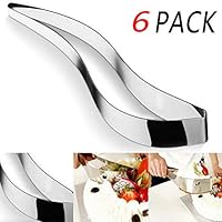 yunshuoa Stainless Steel Cake Cut Clip,6 pcs Cake Server Slicer for Wedding Parties Curved Leaf-shaped Cake Cutter, Stainless Steel Kitchen Tools