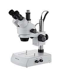 AmScope SM 2TZZ Professional trinocular zoom microscopio, WH10 X estéreo y wh20 X Oculares, 3,5 x  180 X zoom de ampliación, 0.7 x  4.5 X lente, iluminación halógena, Pilar Soporte superior e inferior, 110 V 120 V, incluye 0,5 x y 2.0 x Lente Barlow