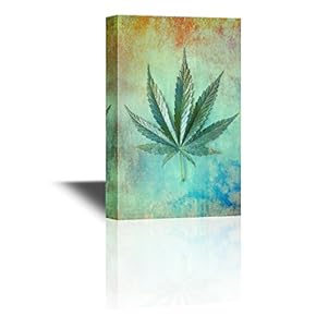 Canvas Wall Art - Green Leaf on Colorful Abstract Background - Gallery Wrap Modern Home Art | Ready to Hang - 12x18 inches