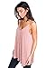 Alexander + David Women’s Casual V-Neck Cupro Spaghetti Strap Open Back Loose Fit Flowy Tunic Tank Top (Mauve, Large)