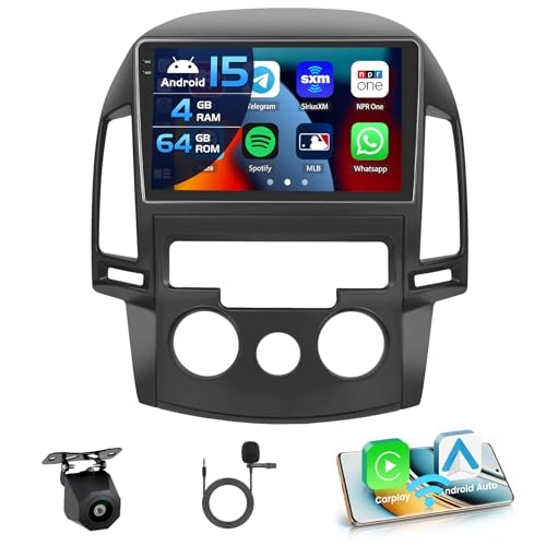 Inefala 4+64G Radio for Hyundai i30 2006-2011 Android 15 with 9'' In-Cell Screen with Wireless Carplay and Android Auto Mirror Link Radio FM/RDS GPS WiFi Bluetooth SWC Reverse Camera