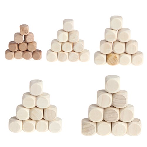Hacloser 10Pcs/Set 6 Sided Blank Wood Dice, Wooden Cubes Crafts, Party Family DIY Board Games Printing Engraving Kid Toys 10mm-18mm (16mm)