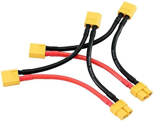 2 Packs XT60 Battery Series Connector 12 AWG Soft Silicone Wire Cable Adapter for RC Lipo Battery Helicopter Quadcopter