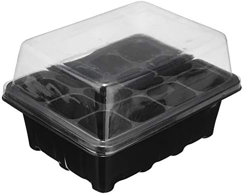 12 Cell Plug Propagation Box Kit Dome + Tray + Inserts with Holes Propagation Tray Plant Seed Cloning Insert Clone Grow Box - Black & Transparent