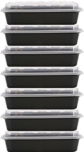 Kitchen Mission - Set of 7 - Lunch Box Containers - Lunch Container with Cover, Stackable Food Storage Containers, Plastic Meal Prep , Microwavable, Dishwasher Safe, Reusable - 28 Oz. Set of 7