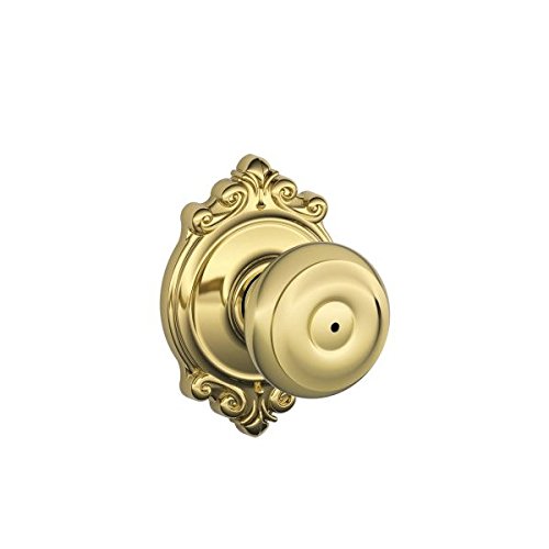 SCHLAGE F40 GEO 605 BRK Brookshire Collection Georgian Privacy Knob, Bright Brass Image