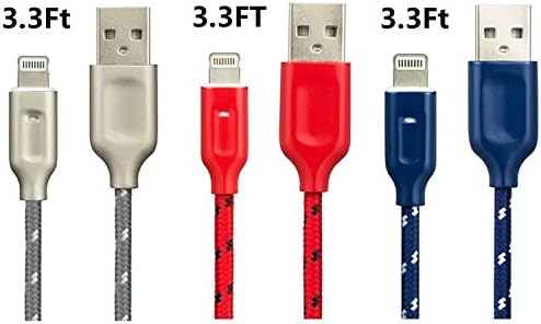 3Pack Iphone Braided Cable Charger Cord 3.3ft,DIKESITU Lightning to USB Cable Syncing And Fast Charging Cables Cord for Apple iPad iPod Iphone X/8/7/6/6s Plus Cheap Charger