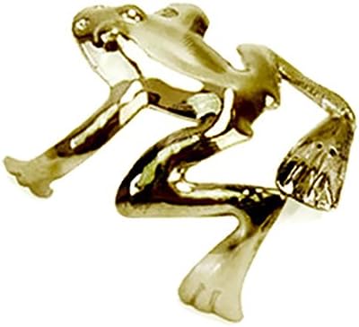 Antique Gold Tone Stainless Steel Tree Frog Non-Piercing Ear Cuff