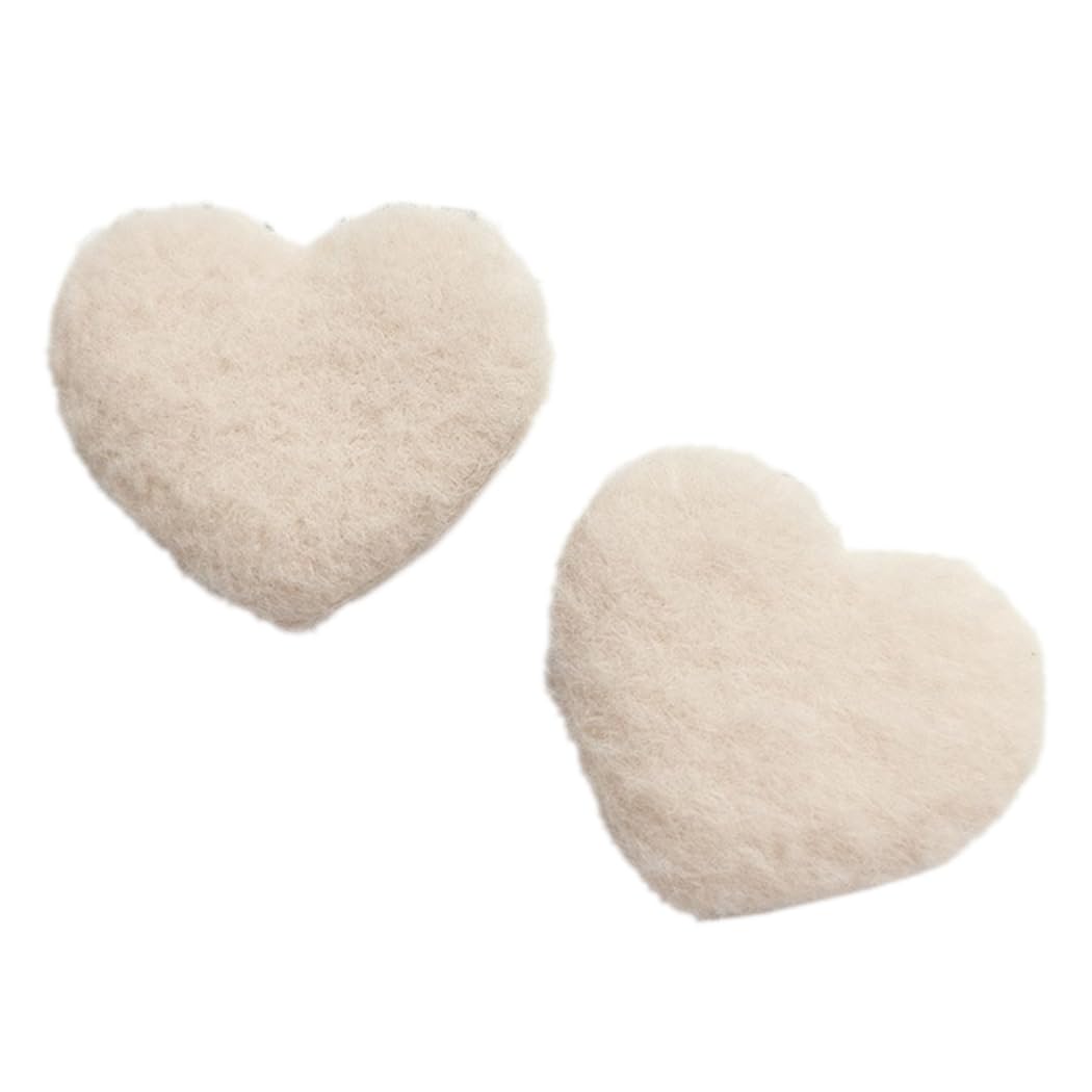 Pack of 10 4.5 cm x 4 cm Plush Heart-Shaped Patches, Knitted Heart Embroidered Appliques for Sewing on for DIY Crafts, Headwear, Hair Accessories, Bag, Clothing Decoration, Cream