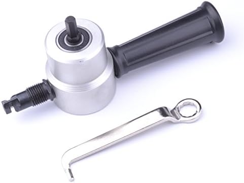 Steel Double Head Sheet Nibbler Metal Cutter Holder Tool Saw Shear Cutting Drill Attachment Hand Tool Power Drill 360°1500-3000RPM (Ordinary Packing)