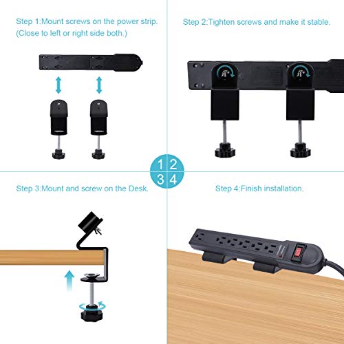 LANMU Power Strip Clamp Mount, Removable Desk Edge Mount Holder