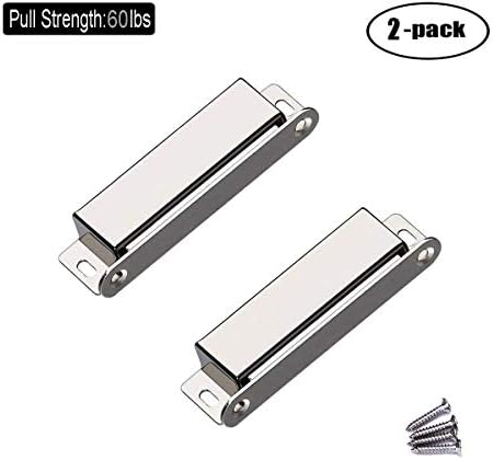 Homello Magnetic Cabinet Door Catch, Stainless Steel Closet Catches with Strong Magnetic, Furniture Latch 60 lbs (Pack of 2)
