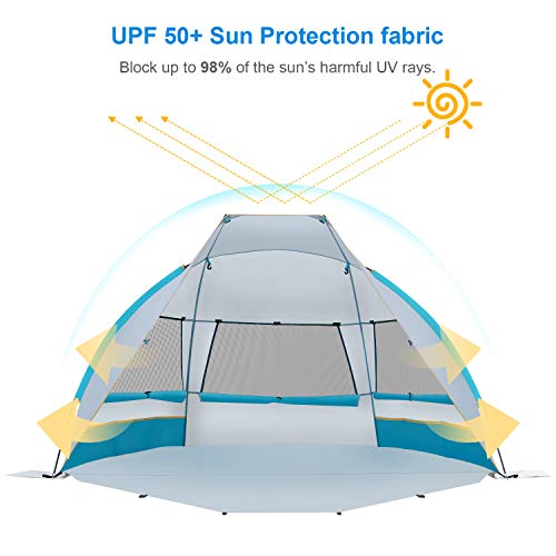 WolfWise Schnellaufbau 2-3 Personen Strandmuschel, UPF 50+ UV Schutz Baby Familien Koffer Strandzelt Sonnenschirm… – Bild 3
