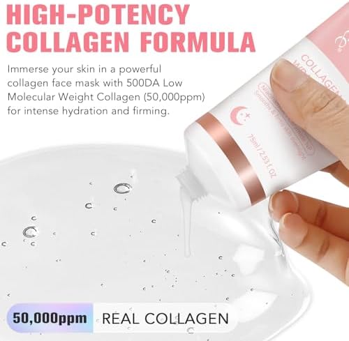 Collagen Night Wrapping Mask, Maschera al Collagene Viso Coreana Maschera Viso Peel Off per Migliorare L'elasticità Della Pelle, Idratare, Levigare eRassodare Durante la Notte