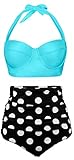 Angerella Vinatge Retro Polka High Waisted Cute Bikini Swimwear (BKI032-L1-4XL)