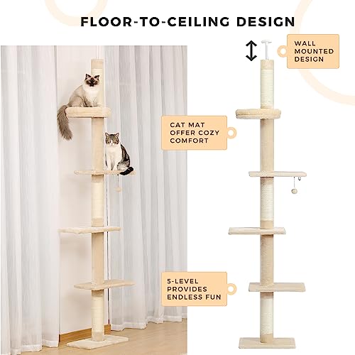 Tall Cat Tree Cat Tree, 6-Tier Floor To Ceiling Cat Tree, Cat