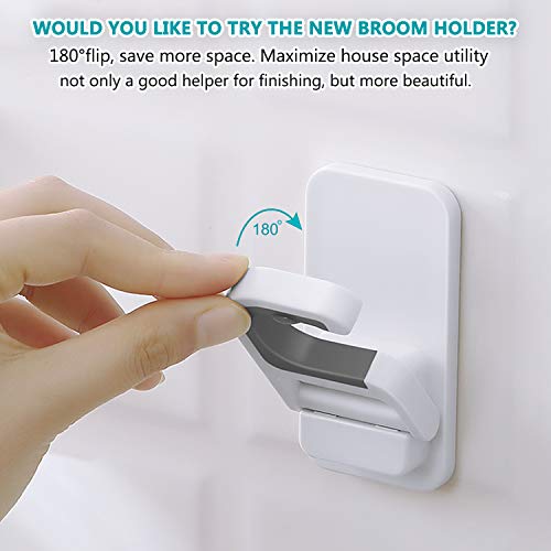 Tinkeep Mop Holder Wall Mounted Broom Holder for The Wall Door Broom