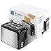 Toaster 2 Slice Wide Slots Best Rated Prime Toasters, Compact Stainless Steel Bread Toaster with Reheat/Defrost/Cancel Functions, 7-Shade Control & Removable Crumb Tray, Black, UL Certificated