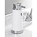 mDesign Decorative Hands Free, Touchless Automatic Hand Soap Dispenser Pump with Infrared Motion Detector Activated Sensor Light for Kitchen and Bathroom Sinks, Countertops - White/Chrome