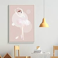 Framed Canvas Home Artwork Decoration Elegant Ballerina Canvas Wall Art for Living Room, Bedroom - 16x24 inches
