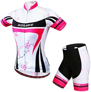 Womens Cycling Jersey Wosawe Short Sleeve Cycle Racing Shirt Shorts Bicycle Bike Girl Sportwear Clothing D403