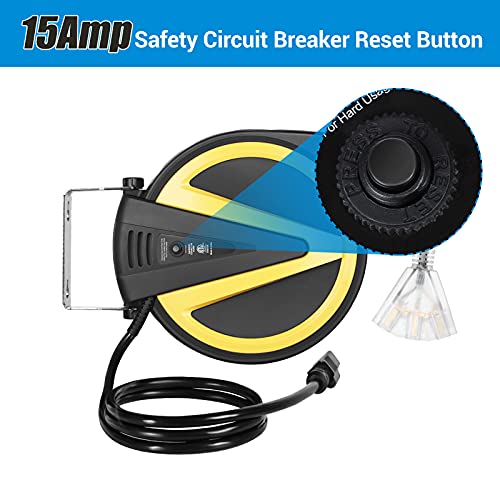 DEWENWILS Retractable Extension Cord Reel, 40 FT Electric Cord Reel