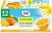 Dole Fruit Bowls Diced Peaches in 100% Juice, Back To School, Gluten Free Healthy Snack, 4 oz (Pack of 12)