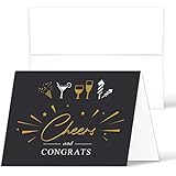 Cheers and Congratulations Card â€“ Blank Celebratory Greeting Fold Over Cards & Envelopes â€“ For Birthdays, Holidays, Business | 25 per Pack | A2 â€“ 4.25 x 5.5â€ When Folded (Black)