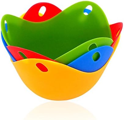 Eggcellent Poacher | 4 Pcs Colorful Non-stick Silicone Egg Cookware Pod Cup | Hygienic Breakfast Egg Cooker Kitchen Mold Tool Replaces Egg Ring and Boiler | 1233