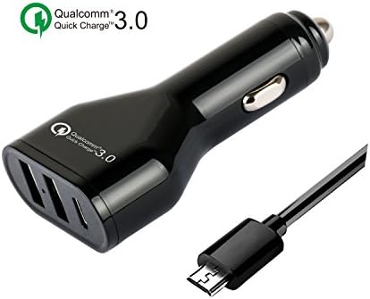 Nov8tech Car Charger Quick Charge 3.0 , 45W 3 Port Qualcomm Certified, (QC 3.0 + 2.4A Smart USB + 2.4A USB Type C ) for iPhone 7, 6S, 6 Plus, 5S, Samsung Galaxy Note 7, S7 Edge, LG G5, Nexus and More